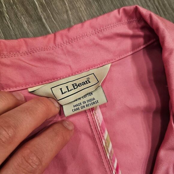 L.L.Bean Pink Cotton Trench Coat Size Small Petite - Picture 3 of 7